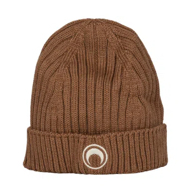 Marine Serre Moon Logo Knit Beanie In Camel In Cammello