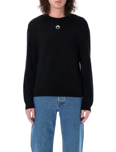 Marine Serre Moon Logo Knit Crewneck Sweater In Black