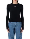 Marine Serre Turtleneck Sweater With Moon Logo And Rhinestones In Black