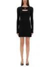 Marine Serre Fitted Black Mini Dress With Long Sleeves And Round Neckline