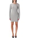 Marine Serre Ribbed Mini Dress Long Sleeves In Gray