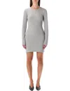 Marine Serre Ribbed Mini Dress Long Sleeves In Gray