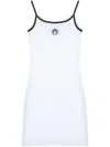 Marine Serre Trimmed Knee Length Dress With Spaghetti Straps In White