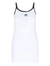 Marine Serre Trimmed Knee Length Dress With Spaghetti Straps In White