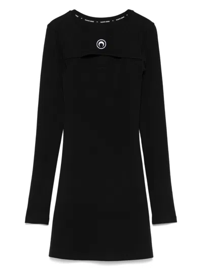 MARINE SERRE MOON LOGO MINI DRESS WOMAN BLACK