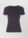 Marine Serre Moon Logo Patterned Crewneck Short Sleeve Top In Purple