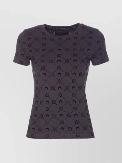 MARINE SERRE MOON LOGO PATTERNED CREWNECK SHORT SLEEVE TOP