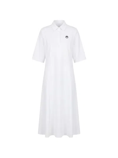 Marine Serre Moon Logo Polo Dress In White