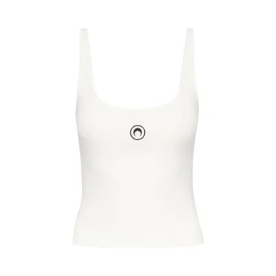 Pre-owned Marine Serre Moon Logo Ribbed Crop Tank Top 'white' | Women's Size M
