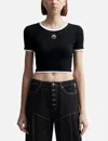 Marine Serre Moon Logo Ribbed Crop Top In Black