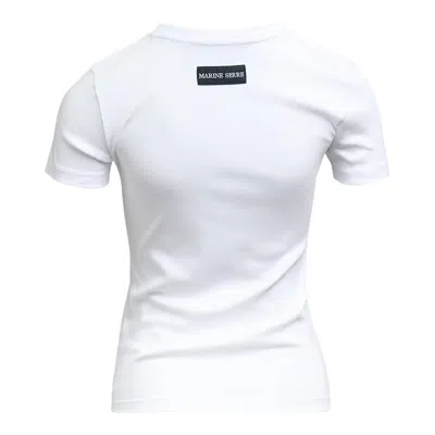 Marine Serre Moon Logo Ribbed Jersey Baby Fit T-shirt In White