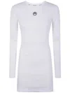 Marine Serre Ribbed Jersey Mini Dress With Long Sleeves In White