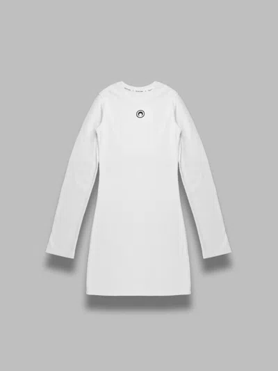 MARINE SERRE MOON LOGO RIBBED JERSEY LS MINI DRESS
