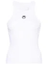 Marine Serre Moon Logo Ribbed Jersey Tabk Top Woman White In White