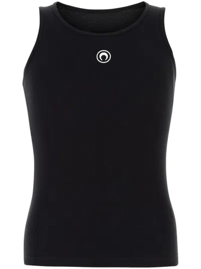 Marine Serre Crescent Moon Logo-embroidered Tank Top In Black