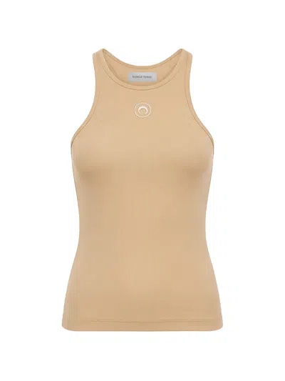 Marine Serre Moon Logo Ribbed Tank Top In Neutral