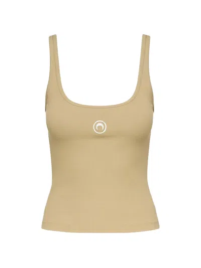 Marine Serre Moon Logo Ribbed Tank Top In Neutral