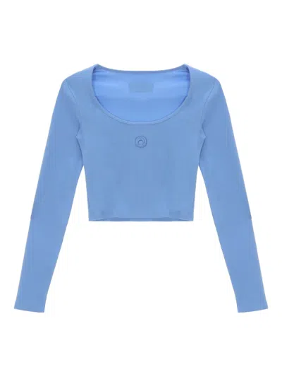 Marine Serre Moon-logo Round-neck Top In Blue