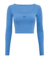 Marine Serre Moon-logo Round-neck Top In Blue
