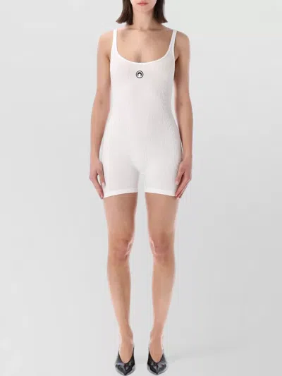 Marine Serre Moon Logo Short Catsuit In White
