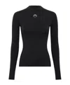 Marine Serre Turtleneck Sweater With Moon Logo And Rhinestones In Black