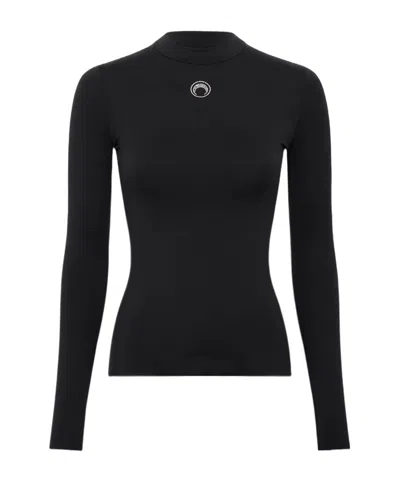 MARINE SERRE MARINE SERRE MOON LOGO STRASS JERSEY LS HIGHNECK TOP