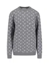 Marine Serre Long Sleeve Crew Neck Knitwear With Pattern In Gray