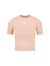 Marine Serre Short Sleeve Crew Neck Knitwear Top In Pink