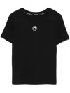 Marine Serre Ribbed Crew Neck Cotton T-shirt Slim Fit In Black