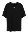 Marine Serre Black Crewneck T-shirt With Logo Embroidery On The Front And Logo Patch On The Rear In Black