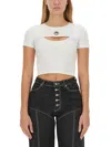 Marine Serre White Moon Logo Cutout T-shirt In White