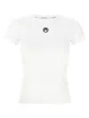 Marine Serre Fitted Short-sleeve Organic Cotton T-shirt With Embroidered Detail In White