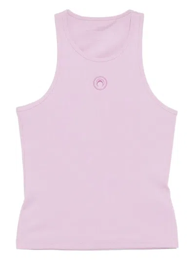 Marine Serre Purple Moon Logo Ribbed Jersey Tank Top In Lavender