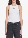 Marine Serre Moon Logo Ribbed Jersey Tabk Top Woman White In White