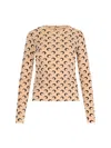 Marine Serre Beige Crewneck T-shirt With All-over Crescent Moon Print In Multi