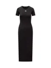 Marine Serre Black Long Dress With Crescent Moon Logo Embroidered On The Front In Black
