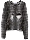 Marine Serre Gray Moon Skin Jacquard Knit Fitted Sweater