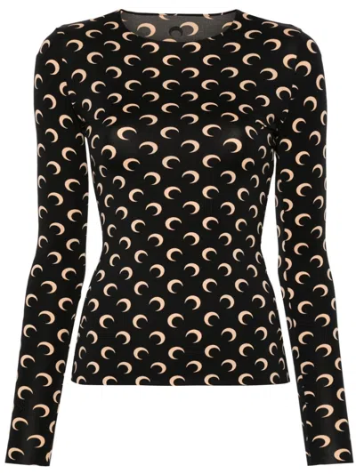 Marine Serre Moon Longsleeves Top In Black