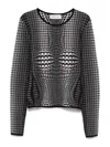Marine Serre Gray Moon Skin Jacquard Knit Fitted Sweater In Grey