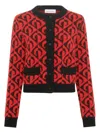 Marine Serre Moon Lozenge-knit Cardigan In Red