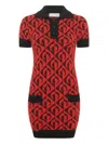 Marine Serre Moon Lozenge-knit Polo Dress In Multi