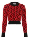 Marine Serre Moon Lozenge-knit Sweater In Red