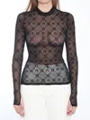 Marine Serre Moon Mesh High-neck Top In Black