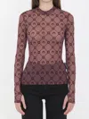 Marine Serre High-neck Mesh Top Moonogram Pattern In Purple
