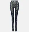 Marine Serre Moonogram Mesh Tights In Blue