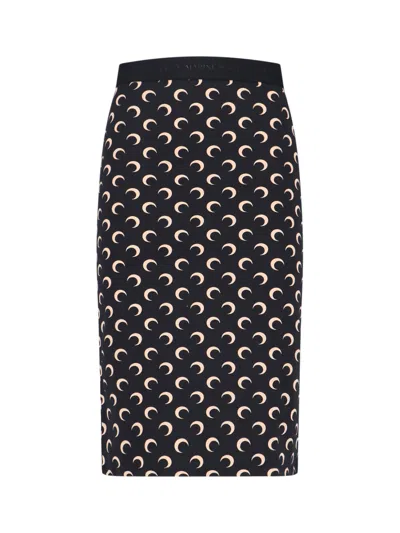 Marine Serre 'moon' Midi Skirt In Black