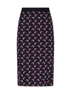 Marine Serre Black Moon Printed Jersey Midi Skirt In Black