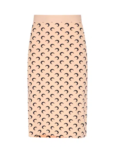 Marine Serre Moon Midi Skirt In Neutral
