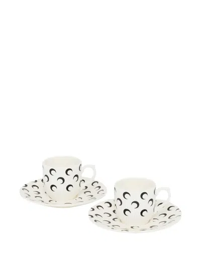 Marine Serre Moon-motif Coffee Cup (set Of Two) In Neutral