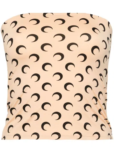 Marine Serre Moon Offshoulder Tube Top In Neutral